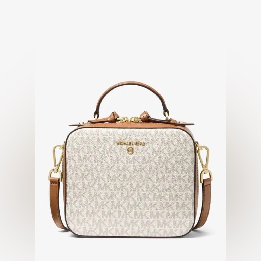 Michael Kors Jet Set Medium Logo And Leather Crossbody Bag
